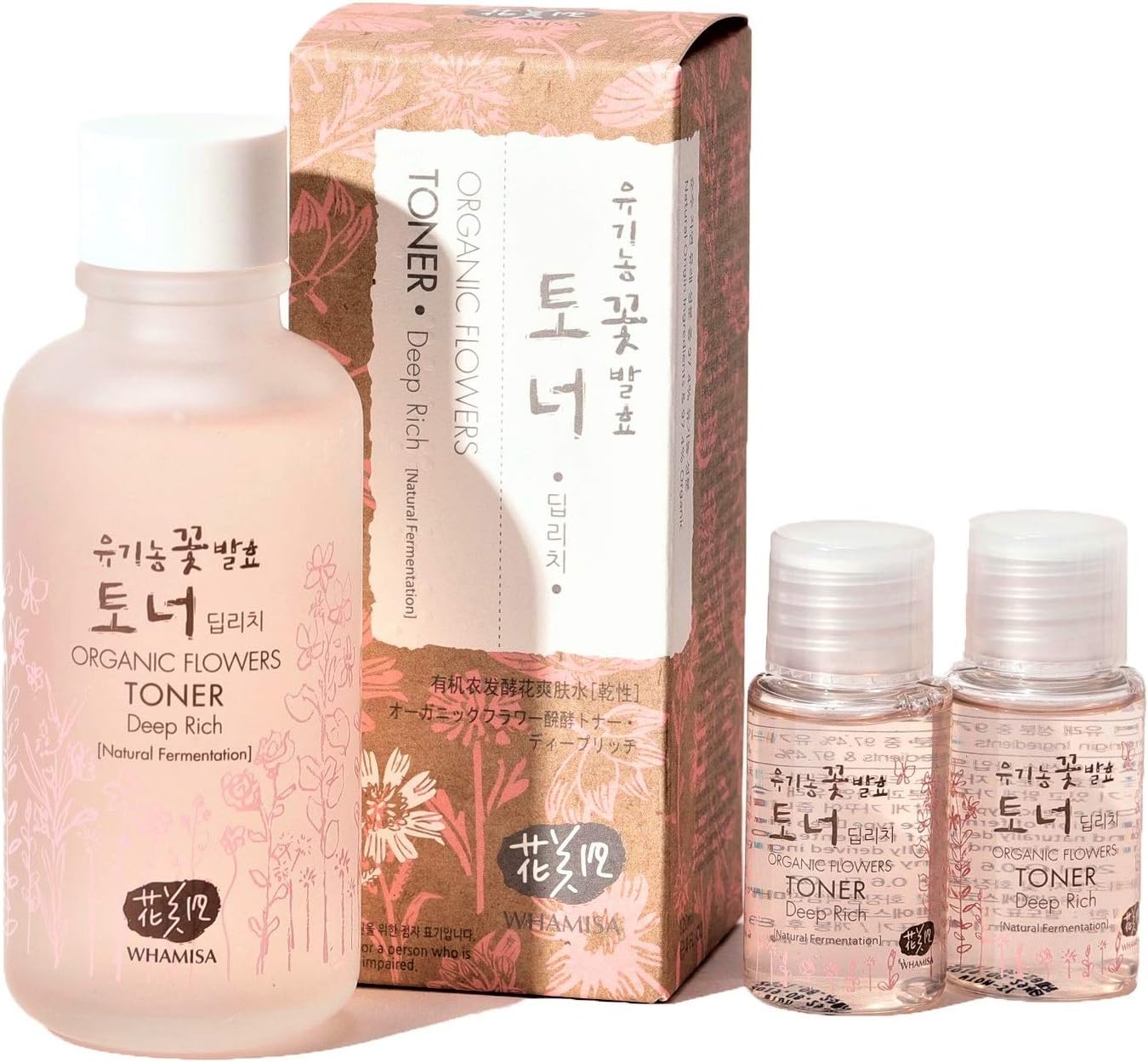 Whamisa Organic Flower Deep Rich Essence Toner for Face & Body | Natural Hydrating Moisturizer for Dry Sensitive Skin | with Natural Fermented Ingredients 4.05 fl.oz. + 1.35 fl.oz. | EWG Verified