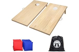 GoSports 4 x 2 ft Classic Wooden Cornhole Board Set - Portable Bean Bag Toss Game for Adults & Family - Includes Set of 8 Bean Bags with Tote Bag