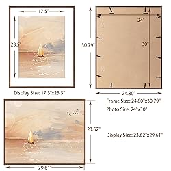 24x30 Oak Wood Picture Frame, 24"x30" Poster Frame