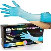 Raxwell Powder-Free Nitrile Gloves - Latex-Free Disposable Glove Design - Textured Grip & Chemical Resistance - Exam Gloves - Food Grade for Safe Prep & Cleaning - Large, Blue, Pack of 100