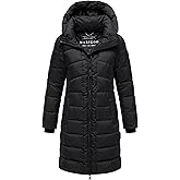 Marikoo Women's Long Winter Coat with Hood - Quilted Mid-Thigh Length Parka - Water-Repellent - Kaltnäschen 16 S-3XL