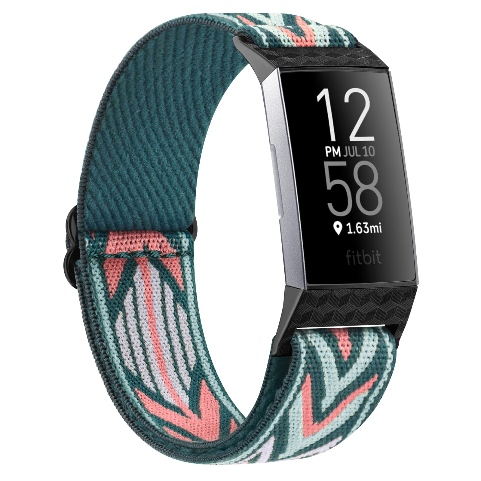 Demark Nylon Straps Compatible with Fitbit Charge 4/3, Adjustable Sport Loop Band for Women/Men, Green, One Size (Fits Wrists 5.1in-8.3in)