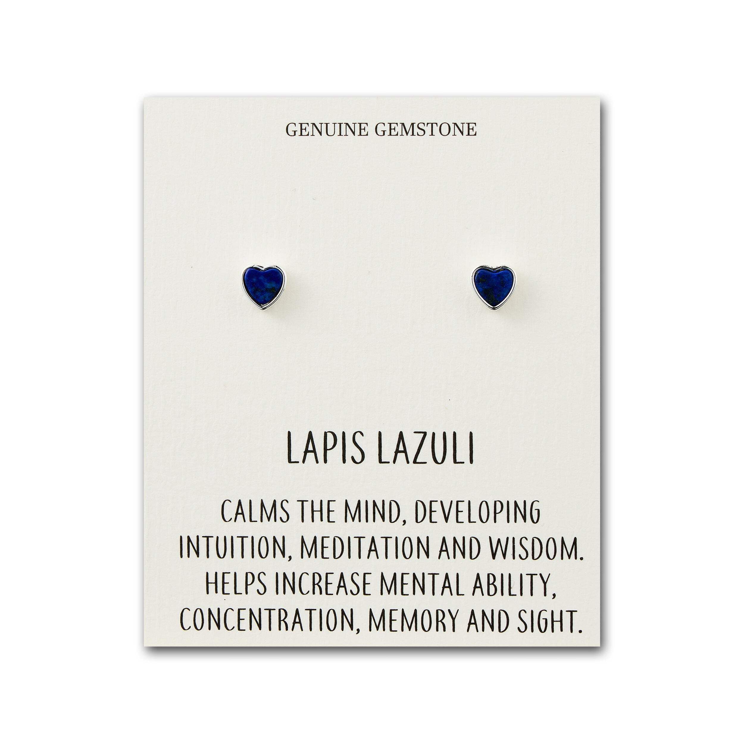 Philip Jones Lapis Heart Stud Earrings with Quote Card