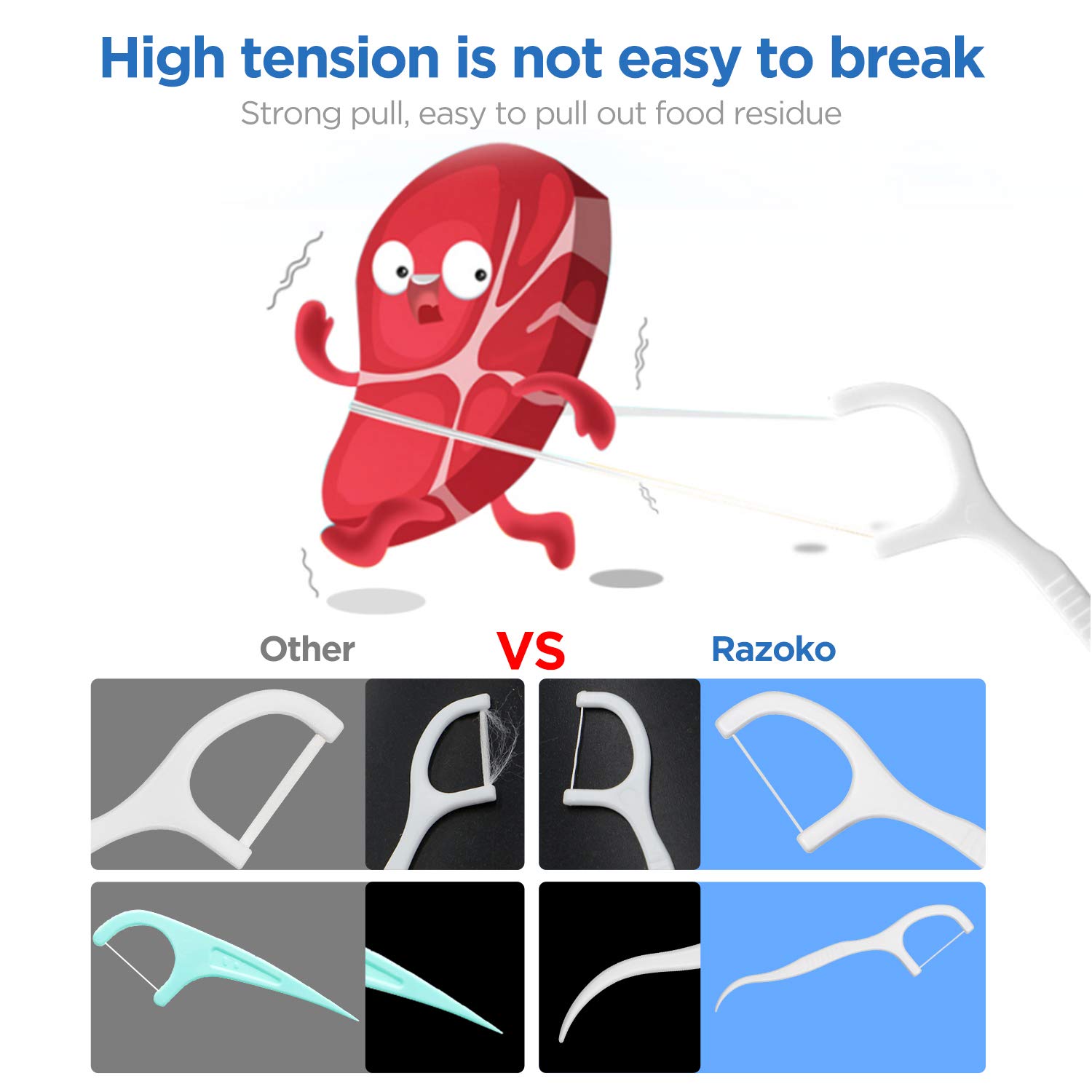 Dental Floss Picks, High Toughness Toothpicks Sticks Individual Package 4-Pack(200pcs) Clean/Heathy Dentalpicks Perfect for Family,Hotel,Travel