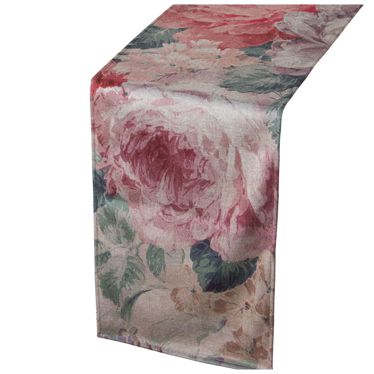 Alexandra House Living Table Runner Pink Textile 180 x 30 cm Velvet Floral
