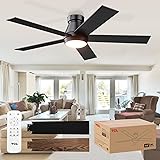 TCL 52" Ceiling Fan with Lights, Black Flush Mount