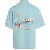 Men's Embroidered Catch of the Day Hawaiian Shirt Short Sleeve Button Up Shirt