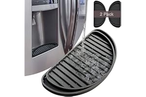KindGa Refrigerator Drip Tray Catcher, Mini Fridge Drip Tray Protects Ice and Water Dispenser Pan,Fridge Spills Water Pad Catch Basin for Drainage 2 Pack (Semi-Circular,Black)