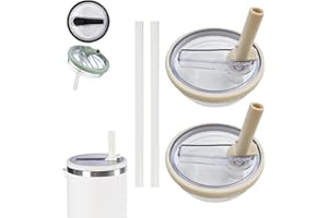 GENERIC 40 oz Tumbler Lid Replacement fit for Stanley Quencher, 2 Pack Flip Straw Replacement Lid, Spill Proof Splash Tumbler Cover, Reusable Tumbler Accessory for Stanley Cup and HydroJug Traveler (White)