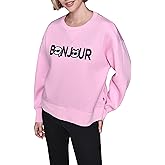 KARL LAGERFELD womens Bonjour Saying Patches Logo Sweatshirt