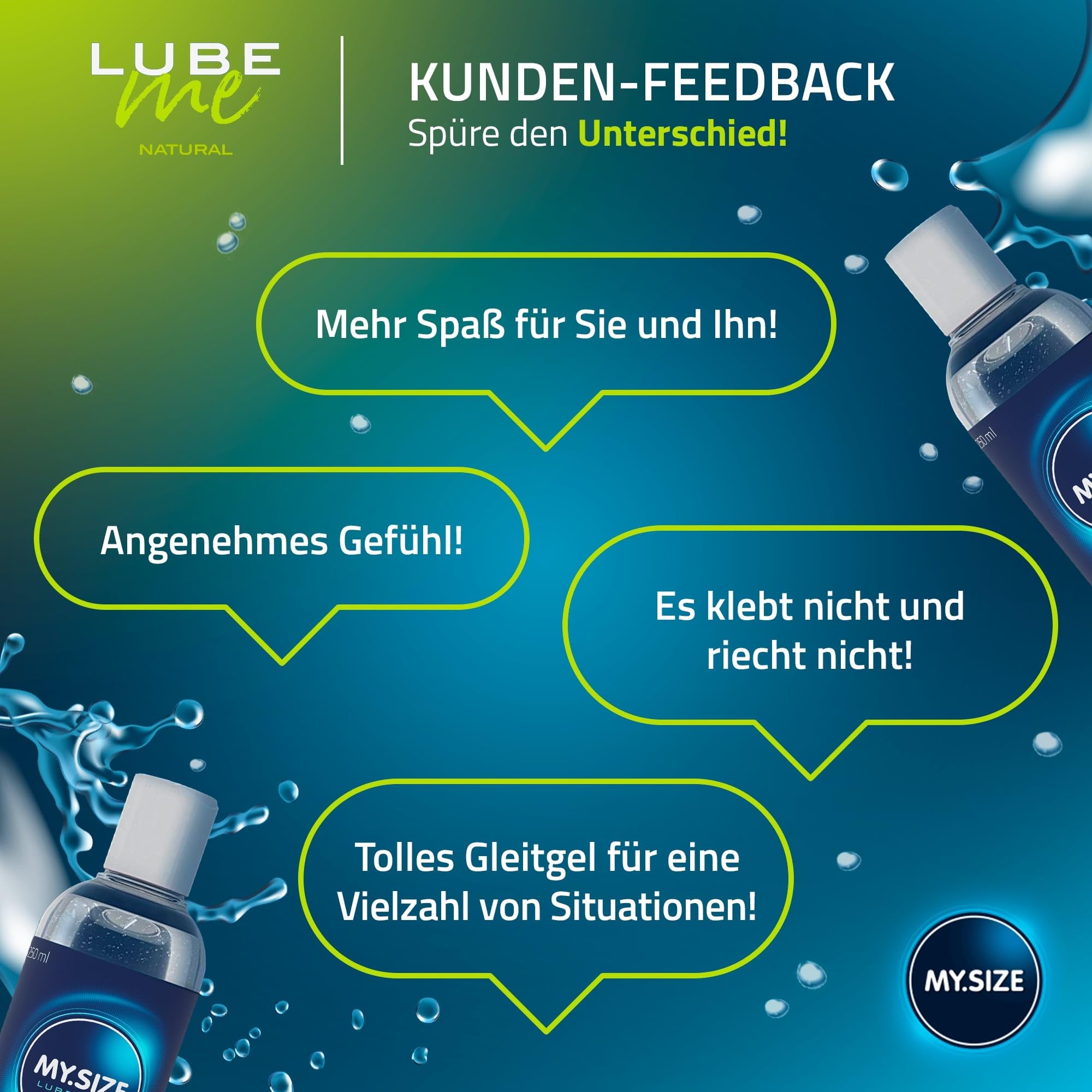 MY.SIZE Lube Me Premium Gleitgel Natural 250 ml | Gleitmittel Natürlich & geruchsneutral | Lubricant Gel Für Toys & Latexkondome geeignet 7