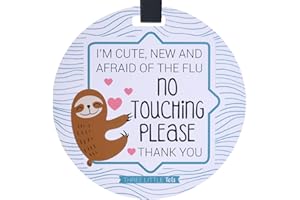 THREE LITTLE TOTS – Sloth Stop No Touching Baby Car Seat Sign or Stroller Flu Tag - CPSIA Safety Tested
