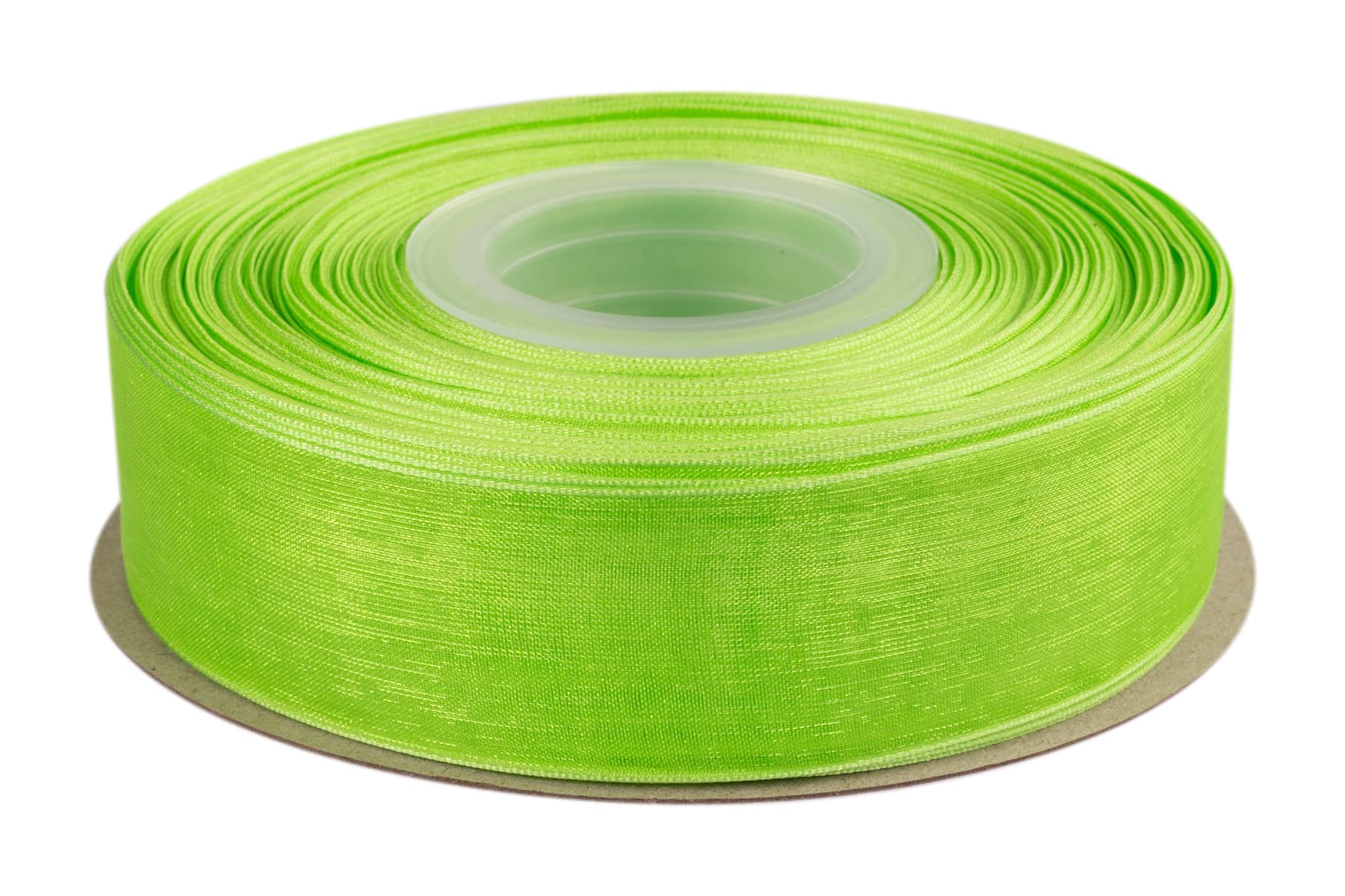Ribbonitlux 25mm Sheer Organza Ribbon, Apple Green Shimmer Chiffon Ribbon 45M-Roll, Ideal for Wedding Events Christmas Decaration Making Floral Bouquets DIY Crafts