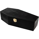 Creative Hobbies 12" Black Painted Wooden Coffin Box &ndash; Hinged Halloween Casket for D&eacute;cor, Party Favors, Goth Display, Doll or Pet Memorial