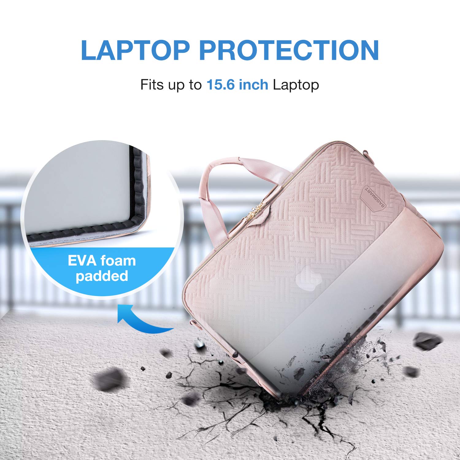BAGSMART Laptop Bag for Women, 15.6 Inch Computer Bag, Carrying Case,Laptop Business Briefcase,Office Travel Work,Pink