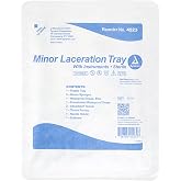 Dynarex Minor Laceration Trays with Instruments - Compact &amp; Sterile - Tray, Gauze Sponges, Drape, Needle Holder, Towels, Forceps, Scissors - 1 Tray