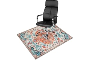 Anidaroel 36"x48" Office Chair Mat for Hardwood Floor, Desk Chair Mats for Hard Floors, Office Rug for Rolling Chair, Easy Glide Desk Floor Mat, Computer Gaming Chair Mat, Orange/Multi