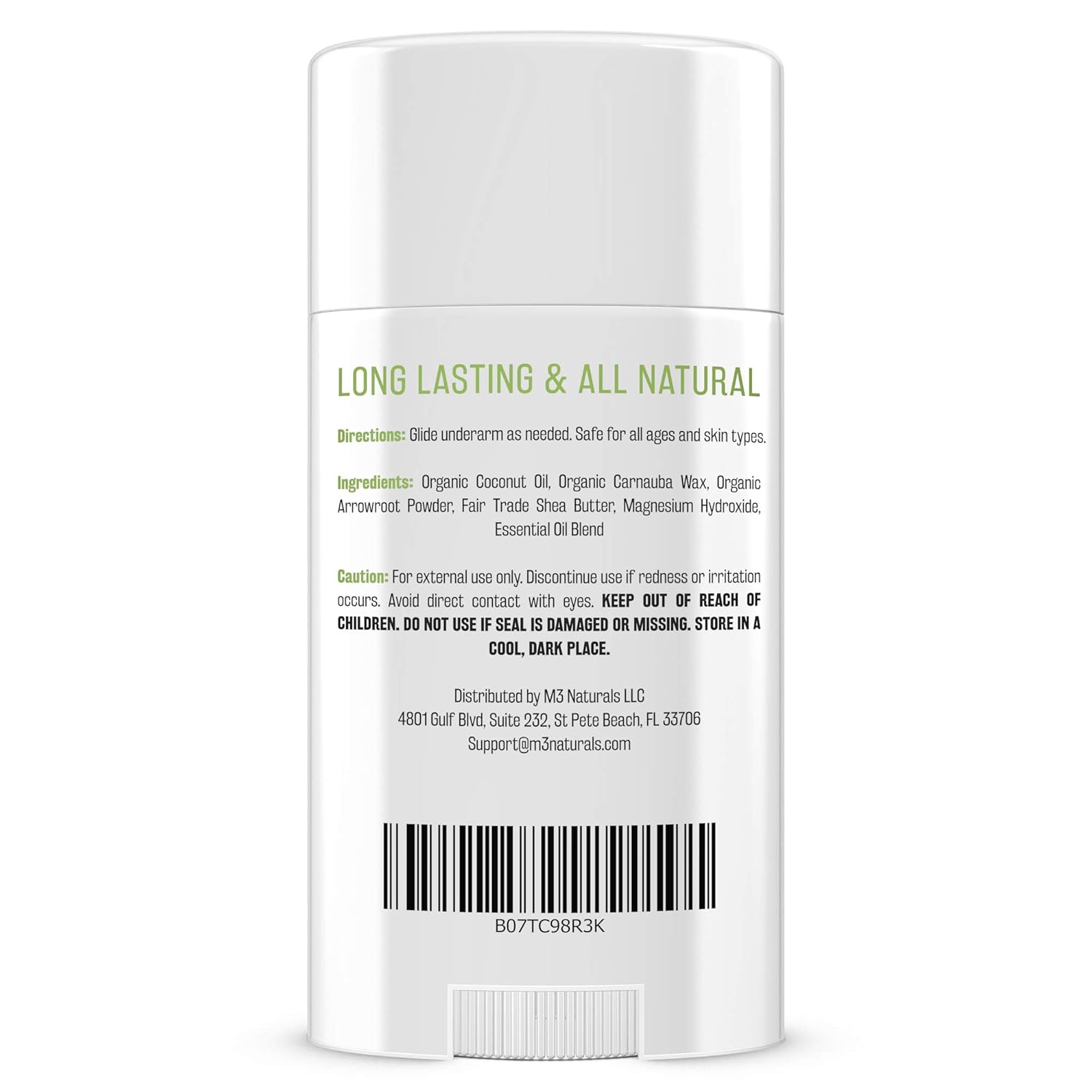 M3 Naturals Natural Deodorant with Magnesium, Green Tea and Aloe - Long-Lasting, Non-Toxic, Free of Aluminum, Baking Soda, Parabens, Sulfates and Gluten – For Men and Women - Vegan, Organic 2.5 oz : Beauty