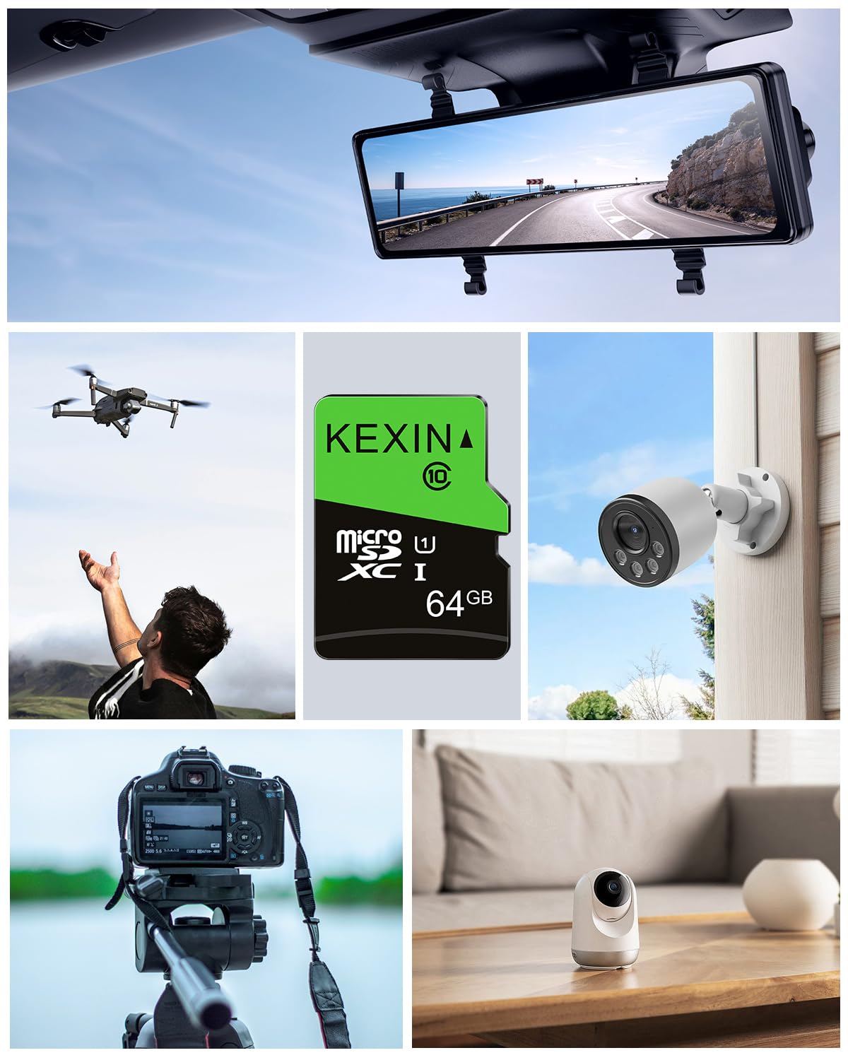 KEXIN 64GB Micro SD Card 10 Pack with SD Adapter microSDXC Memory Card UHS-I C10 U1 Micro SD Cards Bulk Full HD High Speed TF Card for Smartphone Tablet Action Camera Dash Cam Game Console, 10Pack 64G