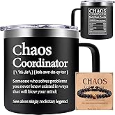 Loecuxe Chaos Coordinator Mug 14 oz, Thank You Gifts for Men, Teacher, Principal Appreciation Gifts, Gifts for Coworkers, Administrative Assistant, Supervisors, Secretary