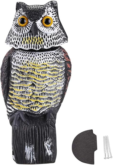 Motion Activated Owl for Garden Protection Bird Repellent - Rotating