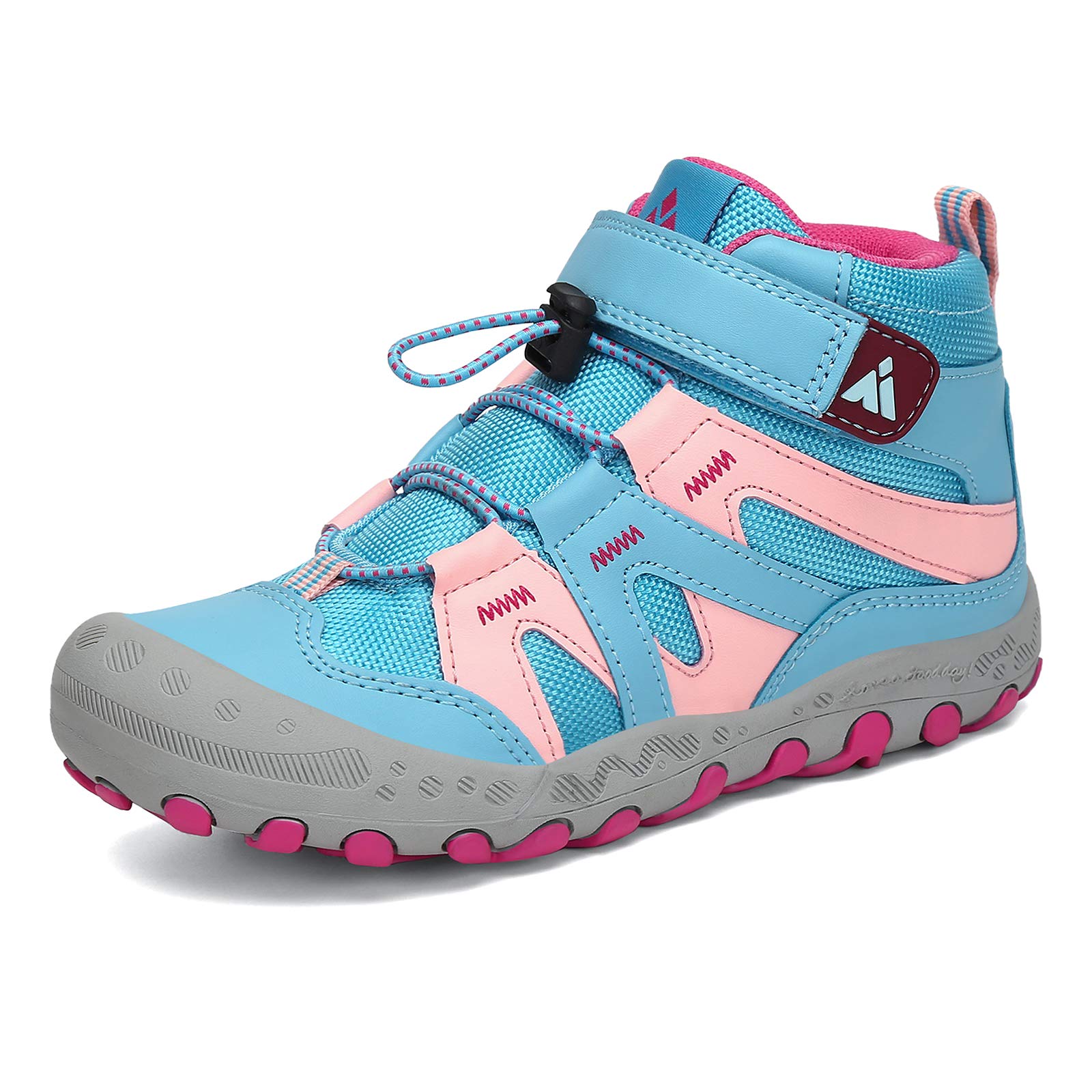 Photo 1 of ***(HEAVILY USED/ MINOR DAMAGE)***Mishansha Boys Girls Shoes Outdoor Hiking Waterproof Breathable Little Kids Ankle Sneaker Boots with Anti-Slip Rubber Sole Blue 3.5 Little Kid