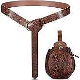 LEIFIDE 2 Pcs Renaissance Belt Pouch Medieval Viking Pirate Leather Pouch Bag Embossed Costume Accessories