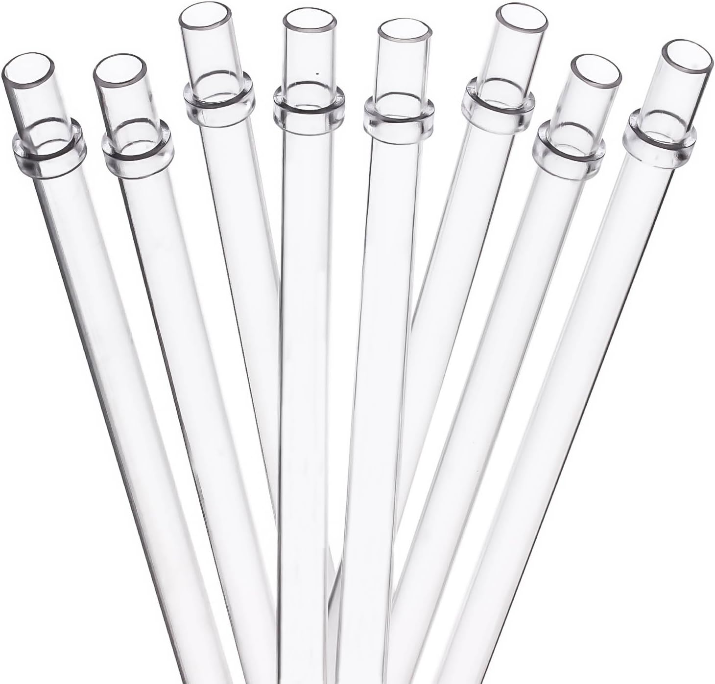 Dakoufish Reusable Smoothie Straws 11 inch Long Wide Mouth Plastic Straight Drinking Straws for Milkshakes, Set of 8 with Cleaning Brush (11inch, Clear)