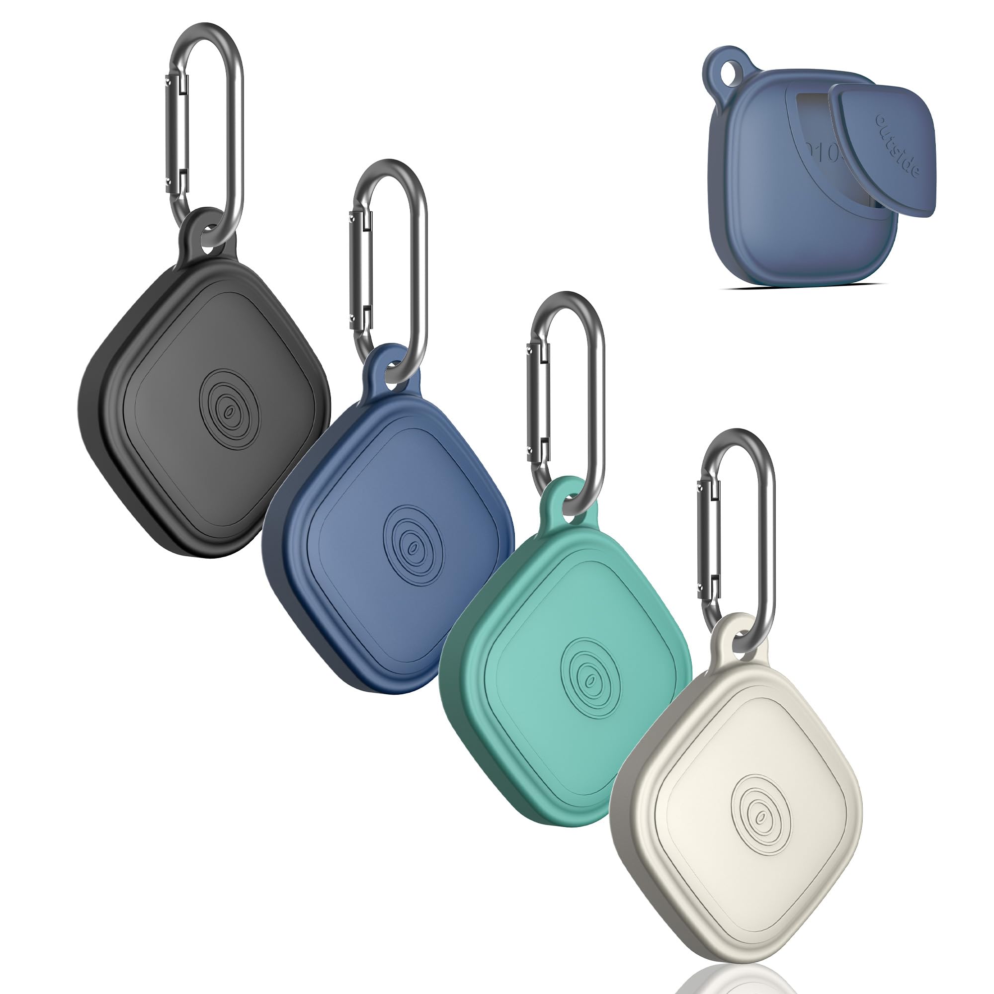 Photo 1 of (4-Pack) Silicome Case for Tile Mate 2024, Waterproof Tile Mate Holder Full Body Protective Cover Compatible with Life360 Mate Tile Tracker with Keychain (Black/Off White/Blue/Green)
