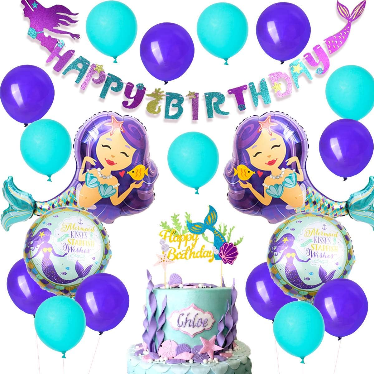 Amazon Com Mermaid Theme Birthday Party Supplies Purple