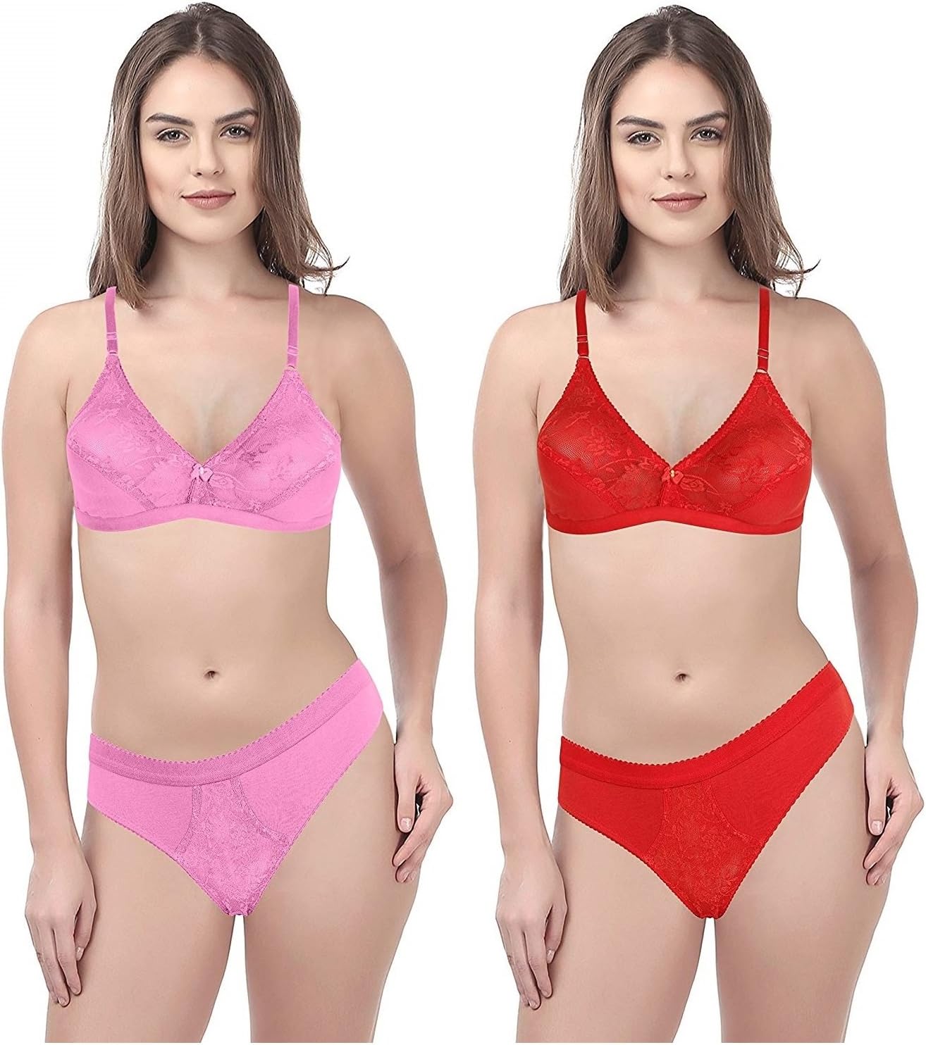 Shewears Womens Combo Pack of 2 Cotton Non-Wired Non Padded Bra Panty Set (Lingerie Set of 2)