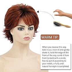 TISHINING Short Ombre Copper Pixie Cut Wigs for