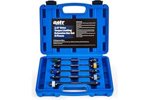 Orion Motor Tech Torque Extension, 5pcs 1/2" Drive Torque Limiting Extension Bar Set, 8 Inch Color Coded Laser Etched Torque 