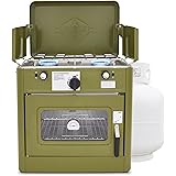 Hike Crew Outdoor Gas Camping Oven w/Carry Bag | 2-in-1 Portable Propane-Powered Stovetop & Oven w/ 2-Burner Cooktop Range, A