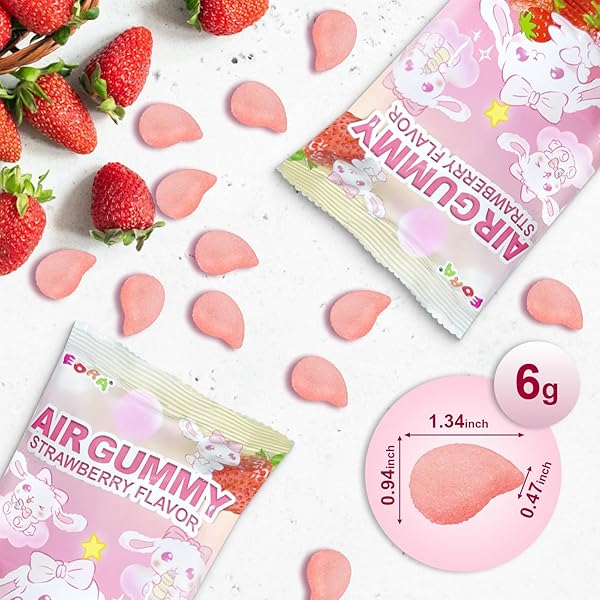 SOFT & CHEWY CANDY 7 PACKS, MARSHMALLOWS GUMMY CANDIES BULK, SWEET & SOUR CHEWS CANDY GUMMY NET 350G, NATURAL DYES & FLAVORS, MAJOR ALLERGY FRIENDLY, INDIVIDUALLY WRAPPED FRUITY SNACK PACKS (STRAWBERRY)