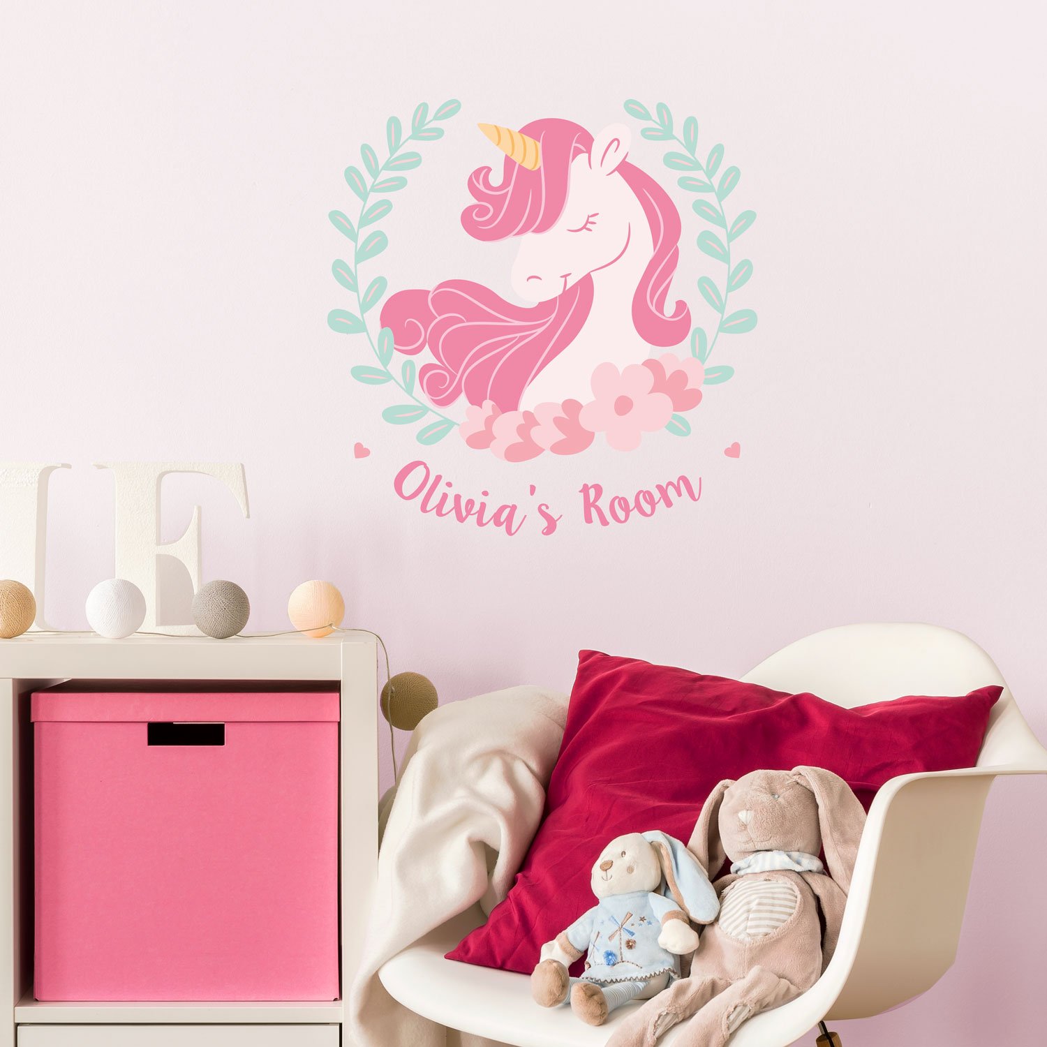 Amazon Com Personalised Unicorn Wreath Wall Decal Large