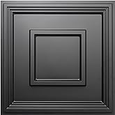 STICKGOO Black PVC Ceiling Tiles, 24 x 24 in, 12 Pack | 2 x 2ft Drop ceiling panels, covers 48 sq ft, lightweight, ideal for glue-up installation or covering existing ceiling