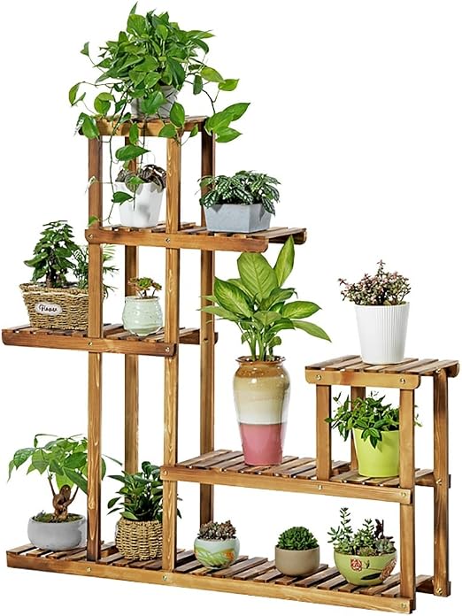 puesto de plantas Soporte de plantas de madera de seis pisos ...