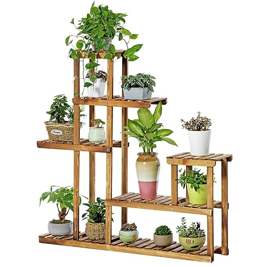 puesto de plantas Soporte de plantas de madera de seis pisos ...