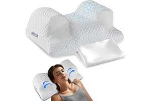 YourFacePillow, Back Sleeper Beauty Pillow, Cervical Neck Pillow Contour Memory Foam Pillow, Ergonomic Neck, Back & Shoulder Support. Back Sleeping Reduces Pressure on Skin - Cooling with Satin Case