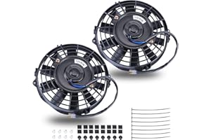 FGJQEFG 7 Inch Black Universal Slim Fan Push Pull Electric Radiator 12V 80W High Performance Cooling Fan Mount Kit Set of 2