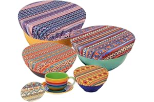 XUANZHI Set of 5 Reusable Food Cover Bowl Covers, Elastic Fabric Covers Multi Purpose Food Storage Dish Covers Can Lids, Frui