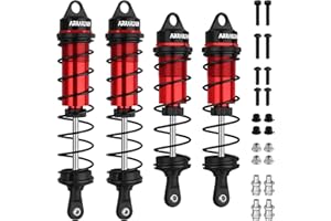 ARRAROWN RC Car Shock Absorbers, 130mm Rear Shocks 110mm Front Shocks Set Adjustable Shocks Compatible with 1/8 Arrma Typhoon 6S Redcat FS/ZD Racing Buggy Truggy Replacement Parts (Red Black)