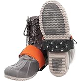 GGS Ice Cleats for Shoes &amp; Boots &ndash; Non-Slip, Mid-Sole Spikes with Adjustable Strap for Traction in Snow and Ice, Winter Hiking, Fishing, Walking, and Climbing, One Size