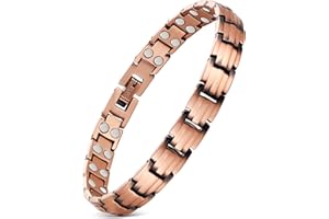 Feraco Copper Bracelets for Women, 2X Ultra Strength Magnetic Bracelet with 3500 Gauss Magnets, Adjustable with Sizing Tool, 99.99% Pure Copper Jewelry