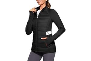 G Gradual Women's Running Fleece Lined Jackets 6 Pockets Lightweight Water Resistant Puffer Jacket for Hiking Travel