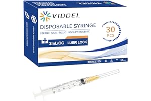 VIDDEL 30pcs 3ml/cc 25G 1.5 inch Industrial Scientific Accessories, Refilling Liquid, Individually Wrapped