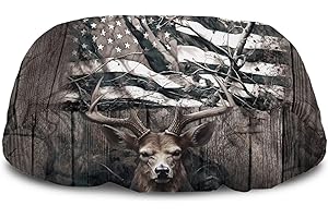 JOAIFO Winch Cover Heavy Duty Waterproof Cover, Deer Towing Winch Covers Polyester USA Flag Vehicle Winch Cover for Electric Winch Accessories Protect Your Winch, Universal Fit
