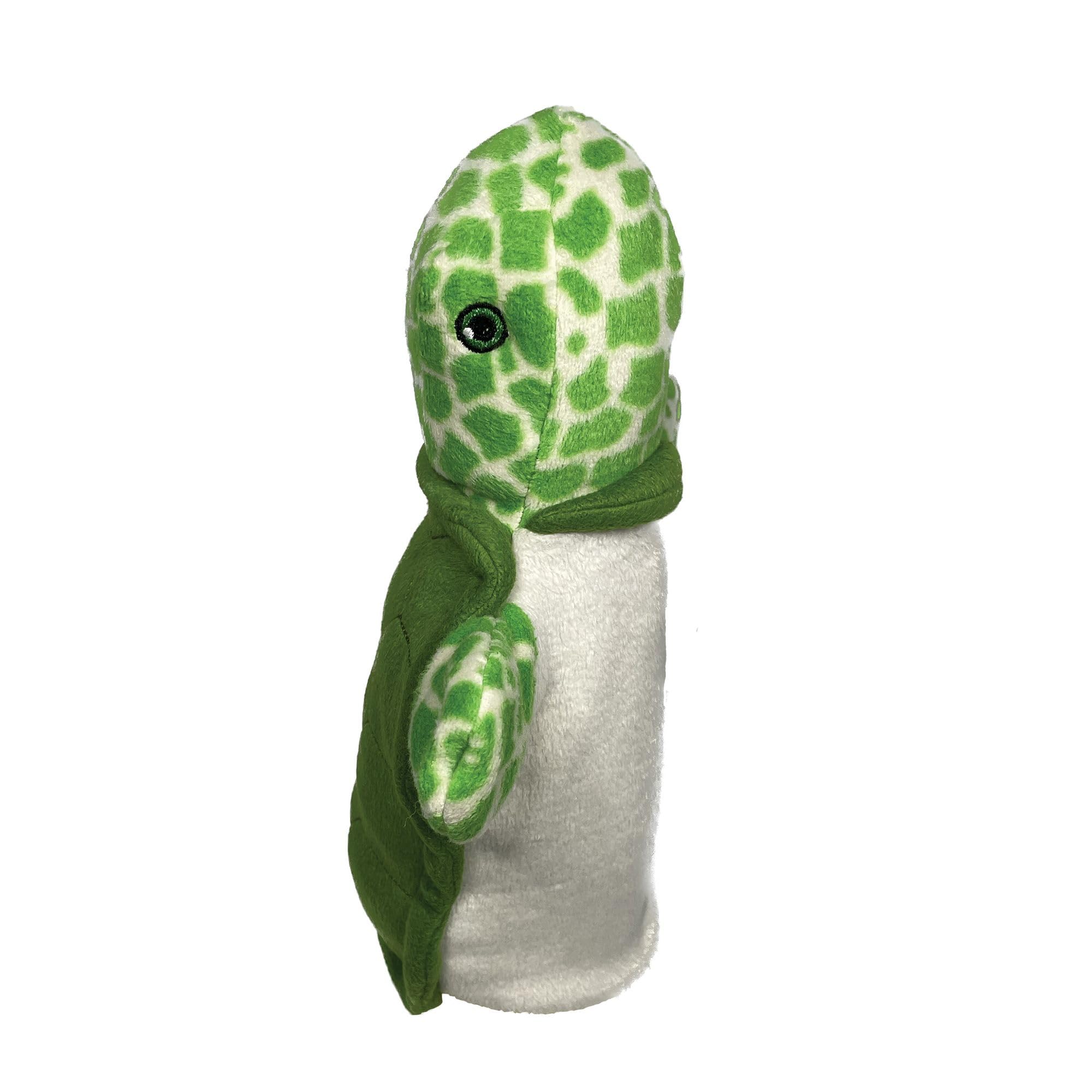 EcoBuddiez Hand Puppet - Sea Turtle from Deluxebase. Plush Puppets made from Recycled Plastic Bottles. Eco-Friendly Animal Toy for Pretend Play, Kids Gifts and Party Favours.