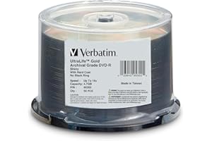 Verbatim DVD-R 4.7GB 8X UltraLife Gold Archival Grade - Branded Surface & Hard Coat - 50pk Spindle